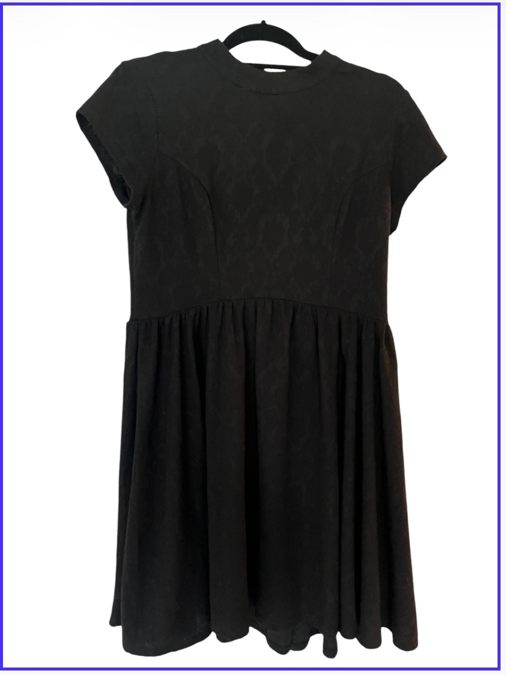 Black Baby Doll Short Sleeve Dress Skater Gothic Large